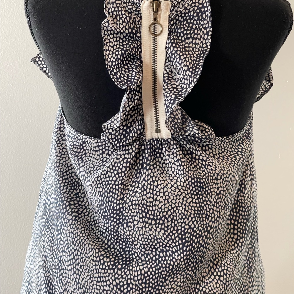 Strawberry S Navy/White Front Ruffle Back Zip Tank Top‎ - Picture 4 of 7